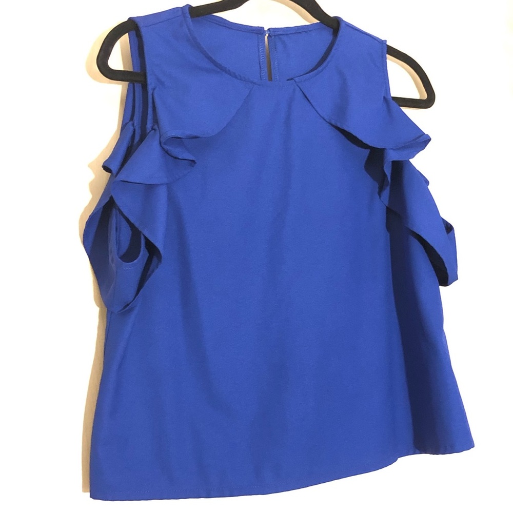 Blue top with ruffles